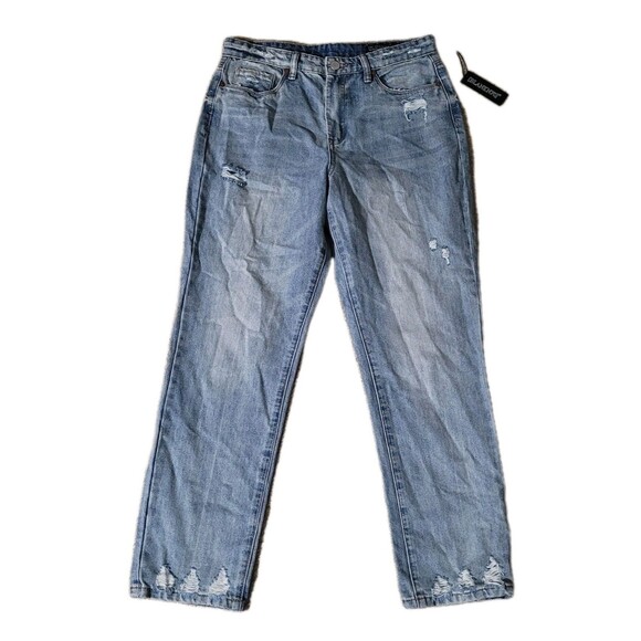 NWT BLANKNYC Jeans Womens 29 The Madison Crop Hi-Rise Distressed Light Blue - Picture 1 of 12